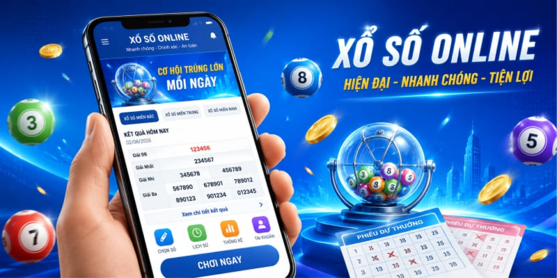 Giao diện cá cược xổ số online hiện đại trên điện thoại thông minh